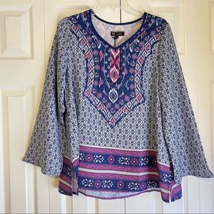 Diane Gilman DG2 NWT V Neck Long Sleeve Blouse